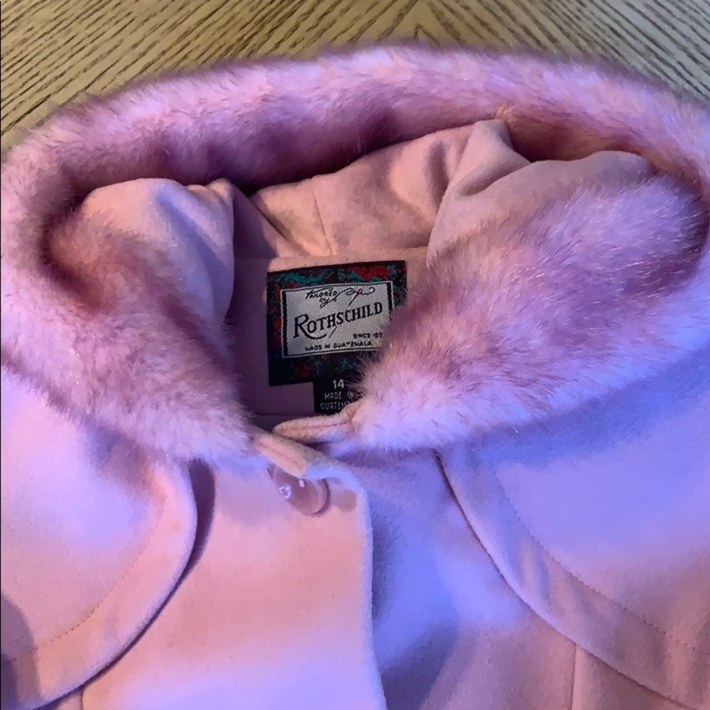 Rothschild Pink Coat w Faux Fur Trim 14